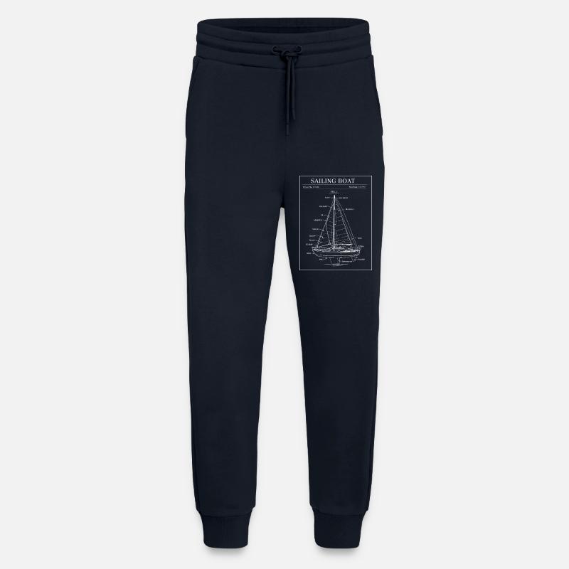 Segelboot-Blaupausen-Linienkunst - Jogginghose - made by SPREAD - DARK NAVY