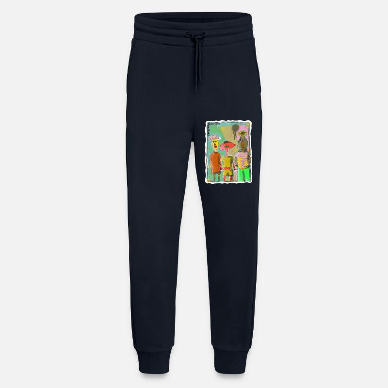 Illustration de trois amis « Dudes » - Pantalon de jogging bio décontracté fabriqué en UE - DARK NAVY