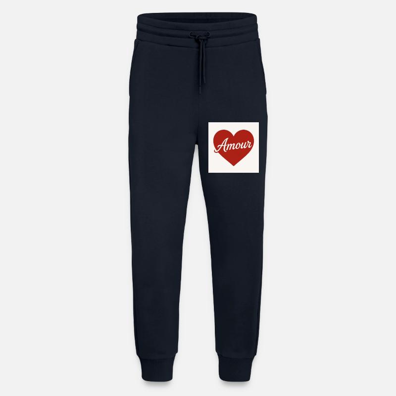 Forme de cœur aimant avec texte Amour - Pantalon de jogging bio décontracté fabriqué en UE - DARK NAVY