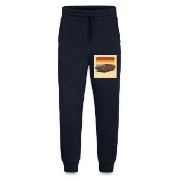 Conception rétro de muscle car sur fond vintage - Pantalon de jogging bio décontracté fabriqué en UE - DARK NAVY - Devant