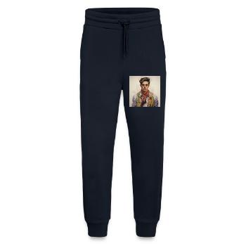 Vintage Glam Man with Silk Scarf - Jogging Pants - made by SPREAD  - DARK NAVY - Front