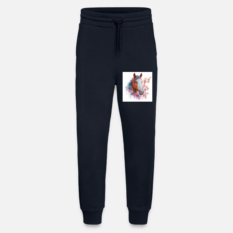 Aquarellpferd mit Blüten - Jogginghose - made by SPREAD - DARK NAVY
