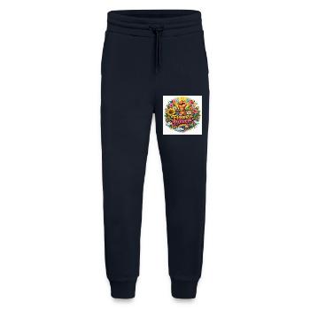 Poings et Fleurs de Flower Power - Pantalon de jogging bio décontracté fabriqué en UE - DARK NAVY - Devant