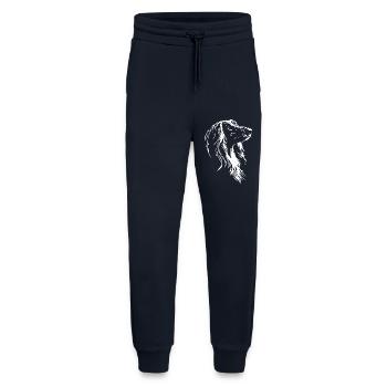 Chiens silhouette de lévriers afghans Wilsigns - Pantalon de jogging bio décontracté fabriqué en UE - DARK NAVY - Devant