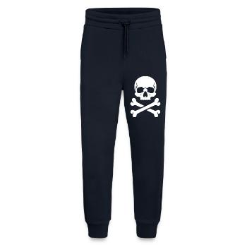 Estampe de pirate de crâne et os - Pantalon de jogging bio décontracté fabriqué en UE - DARK NAVY - Devant