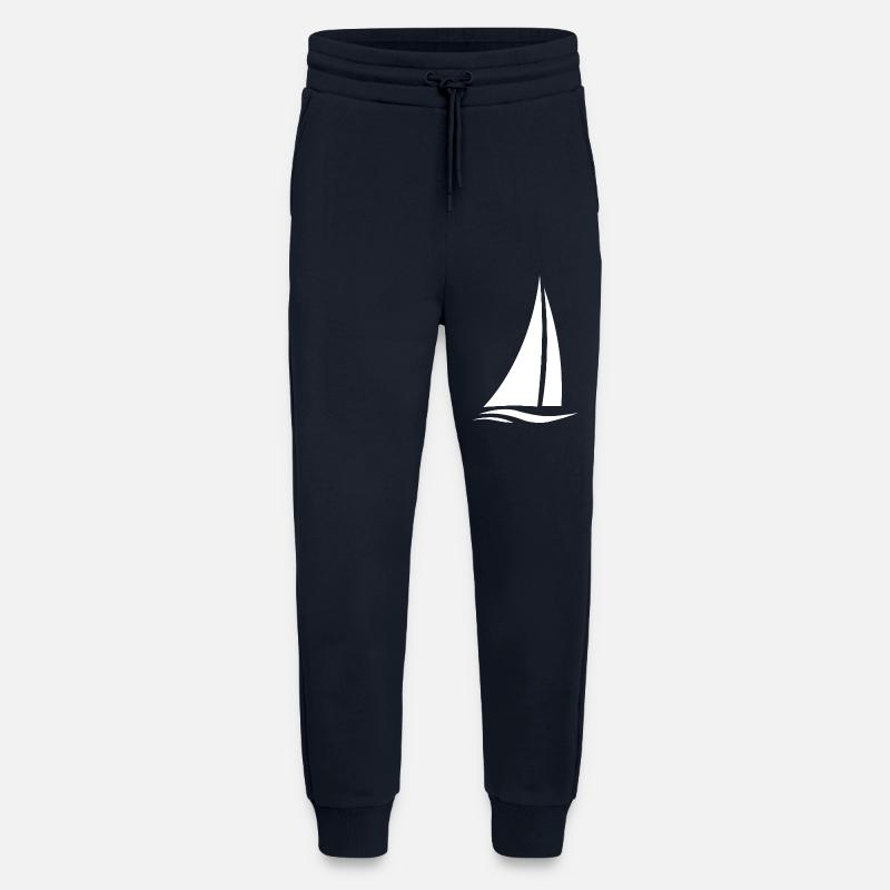 Weißes Segelboot über Wellen - Jogginghose - made by SPREAD - DARK NAVY