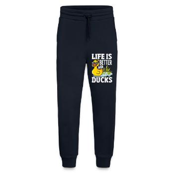 Motifs drôles de canards Citons amoureux de canards - Pantalon de jogging bio décontracté fabriqué en UE - DARK NAVY - Devant