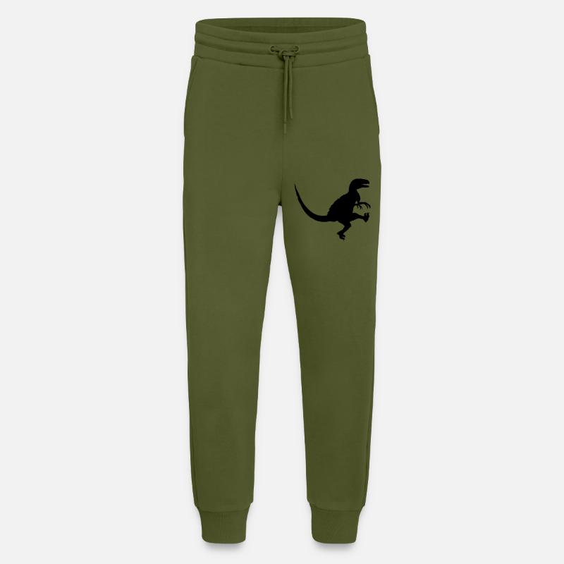 Tanzender angreifender Raptor T-Rex - Jogginghose - made by SPREAD - MOSS GREEN