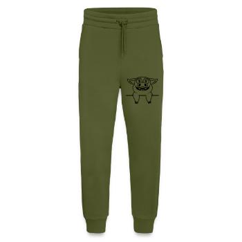 Funny stable pig comic - Jogging Pants - made by SPREAD  - MOSS GREEN - Front