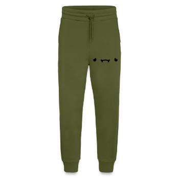 Sad cartoon face - Jogging Pants - made by SPREAD  - MOSS GREEN - Front