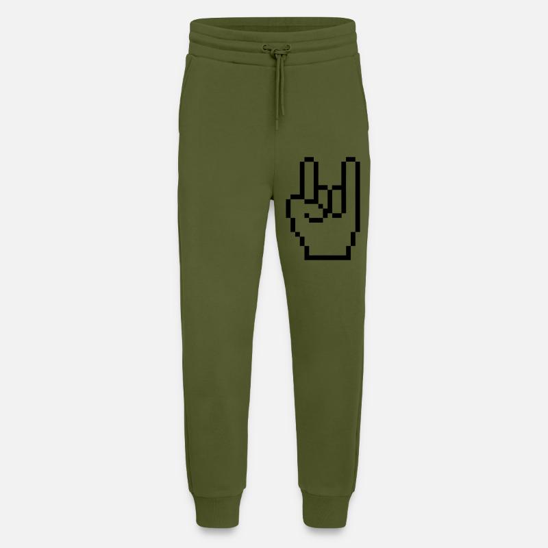 rock pixel hand - Jogginghose - made by SPREAD - MOSS GREEN