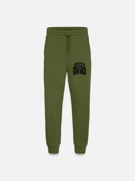 Fodbold far logo design - Organic relaxed joggingbukser made in EU - MOSS GREEN
