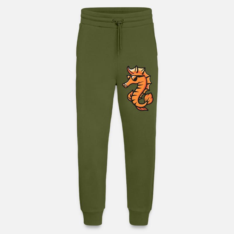 Seepferd Comic Cool - Jogginghose - made by SPREAD - MOSS GREEN