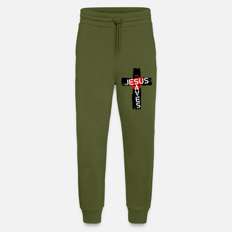 Jesus Saves - Jogginghose - made by SPREAD - MOSS GREEN