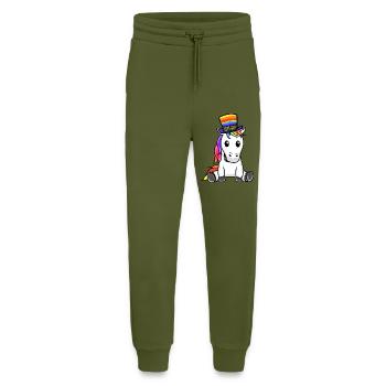 LGBT Rainbow Unicorn Rainbow Flag Gay Pride - Jogging Pants - made by SPREAD  - MOSS GREEN - Front