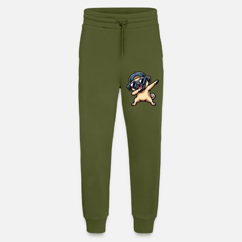 Cool Pug Dab Pose Funny - Jogging Pants - made by SPREAD - MOSS GREEN
