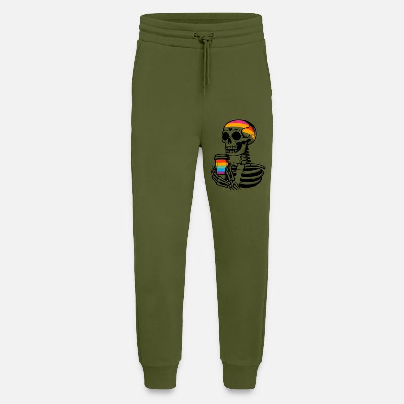Skeleton with coffee - Skeleton Coffee - Jogging Pants - made by SPREAD  - MOSS GREEN