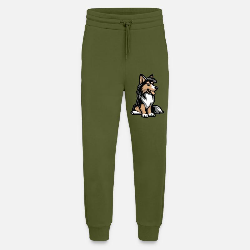 dog comic - Jogginghose - made by SPREAD - MOSS GREEN