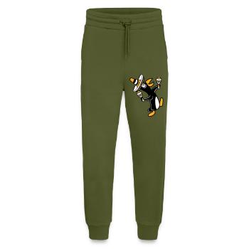 Pingouin, hochet, fête, culture mexicaine, chapeau, Fun - Pantalon de jogging bio décontracté fabriqué en UE - MOSS GREEN - Devant