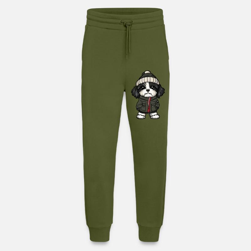 Havanese Hund Cartoon - Jogginghose - made by SPREAD - MOSS GREEN