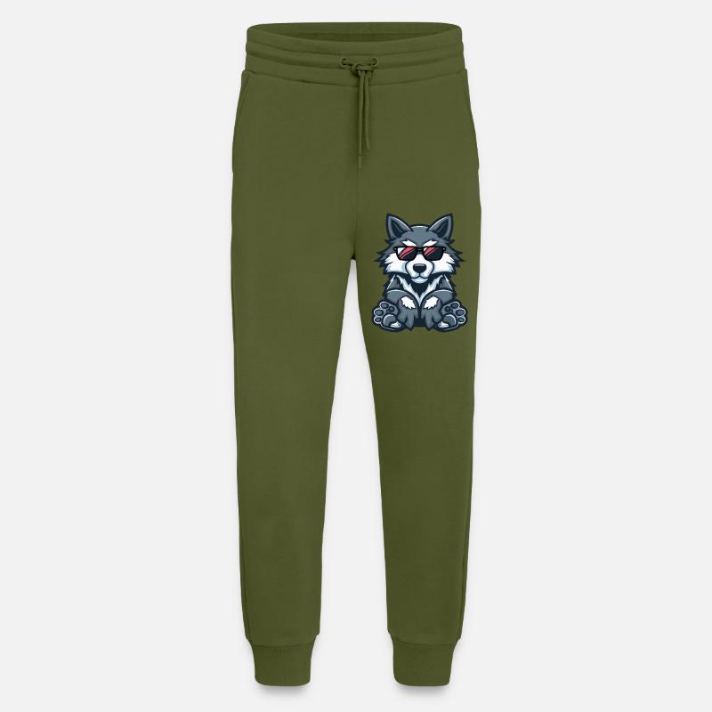 Wolf Comic Cool - Jogginghose - made by SPREAD - MOSS GREEN