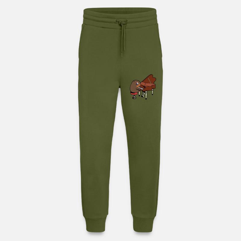 Comic Mole plays piano - Jogging Pants - made by SPREAD  - MOSS GREEN