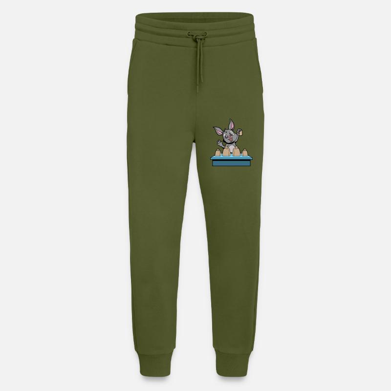 Comic Rabbit Plays Cowbells - Jogging Pants - made by SPREAD  - MOSS GREEN