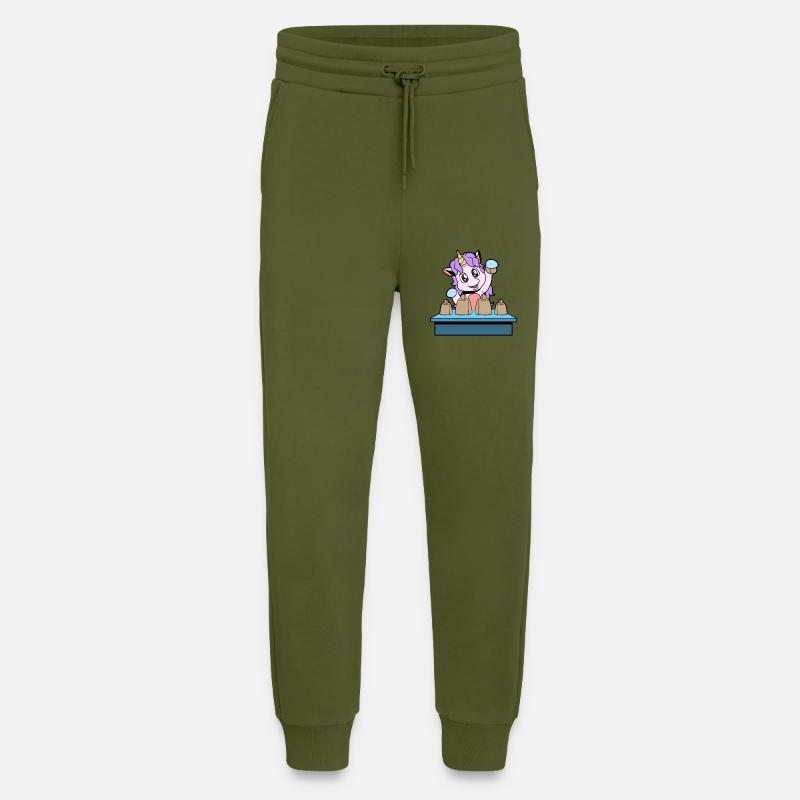Comic Einhorn spielt Kuhglocken - Jogginghose - made by SPREAD - MOSS GREEN
