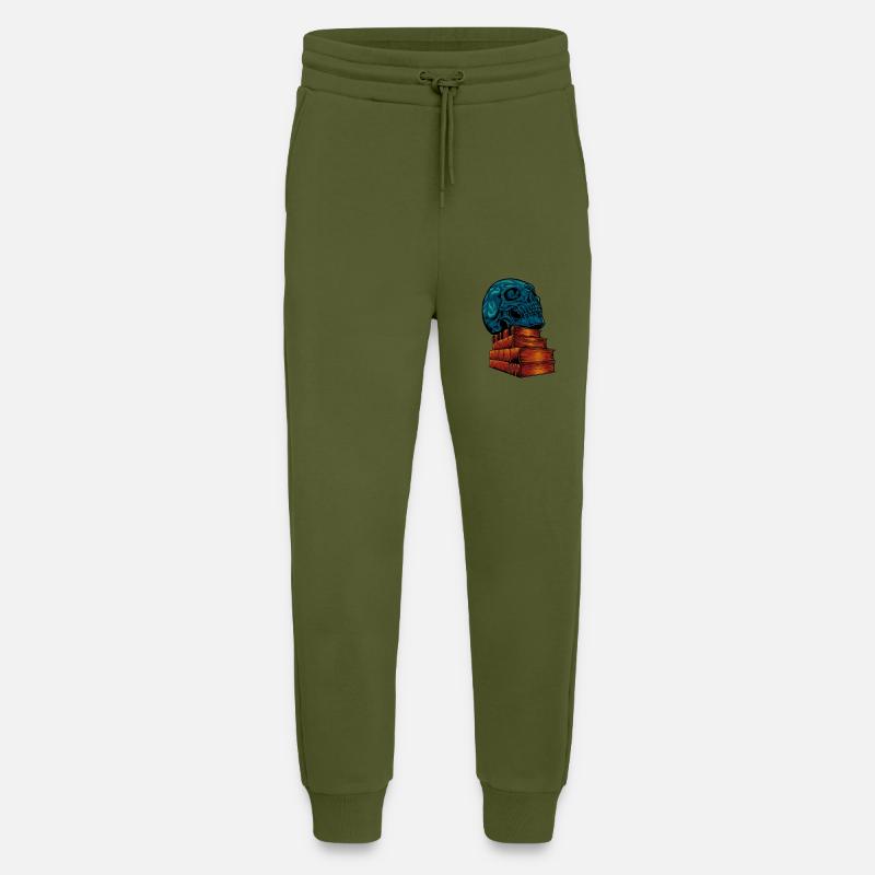 Schädel auf Büchern - Dark Academia - Jogginghose - made by SPREAD - MOSS GREEN