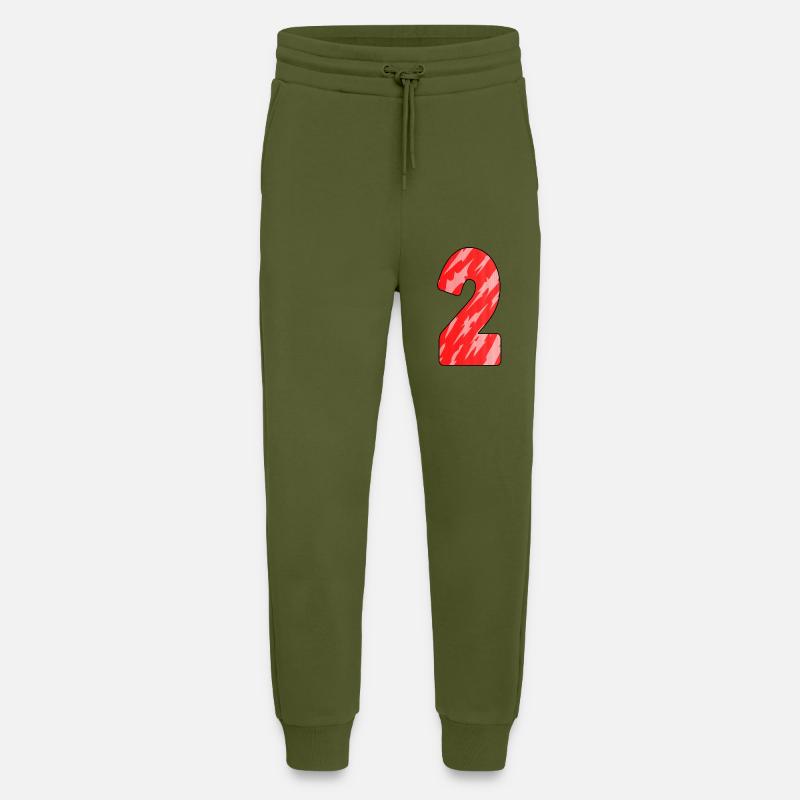 Number 2 Red Pattern - Jogging Pants - made by SPREAD  - MOSS GREEN