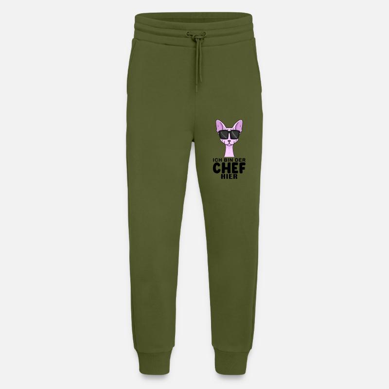Katze Sphynx Cool Chef - Jogginghose - made by SPREAD - MOSS GREEN