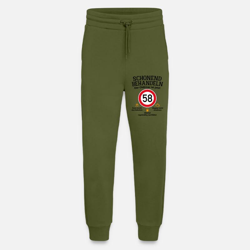 58. Geburtstag Schonend Behandeln Oldtimer Ist 58 - Jogginghose - made by SPREAD - MOSS GREEN