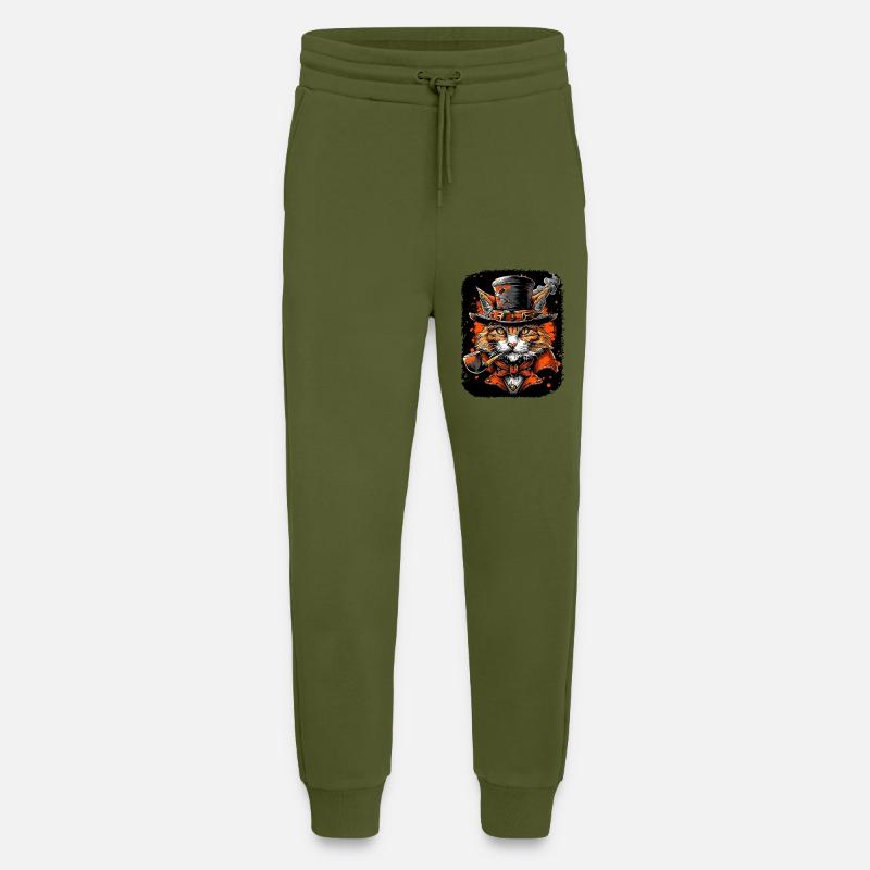 Steampunk Katze - Jogginghose - made by SPREAD - MOSS GREEN