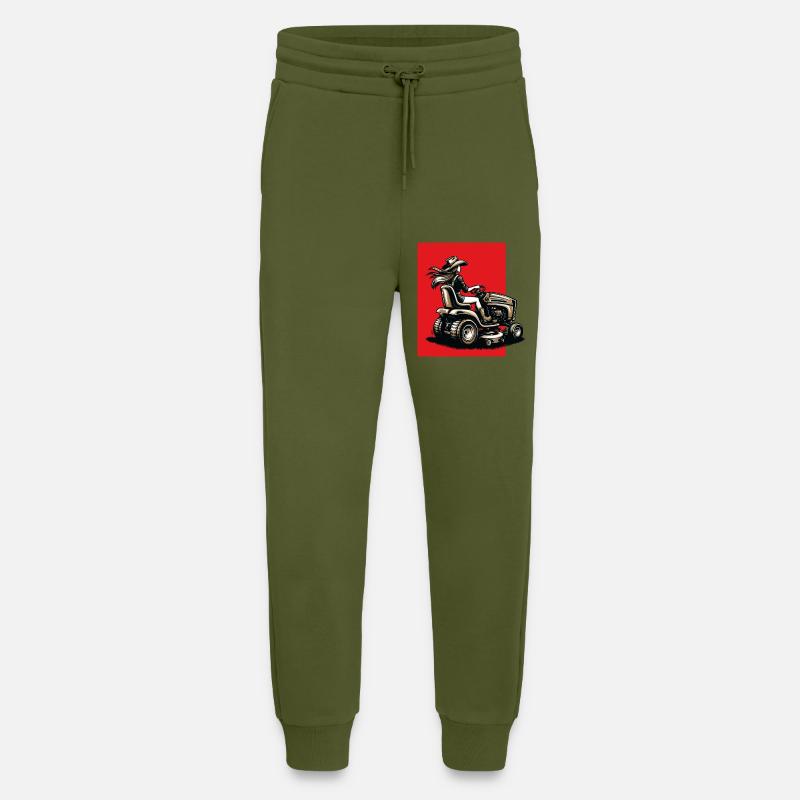 Frau auf Rasentraktor - Jogginghose - made by SPREAD - MOSS GREEN