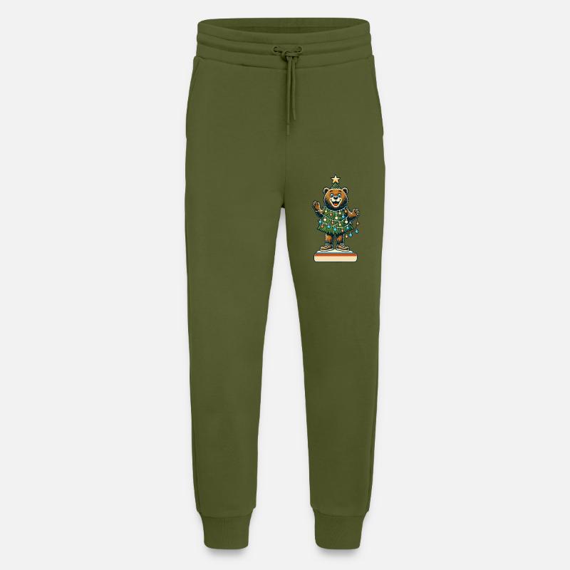 Fröhlicher Bär Mit Weihnachtslichtern - Jogginghose - made by SPREAD - MOSS GREEN