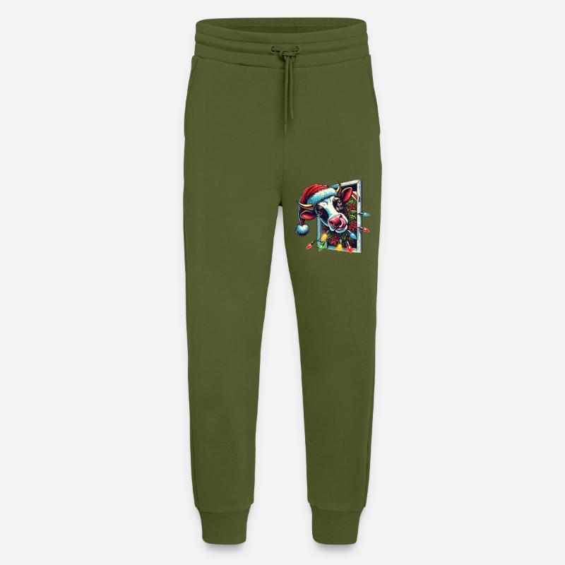 Lustige Weihnachtskuh Mit Lichtern - Jogginghose - made by SPREAD - MOSS GREEN
