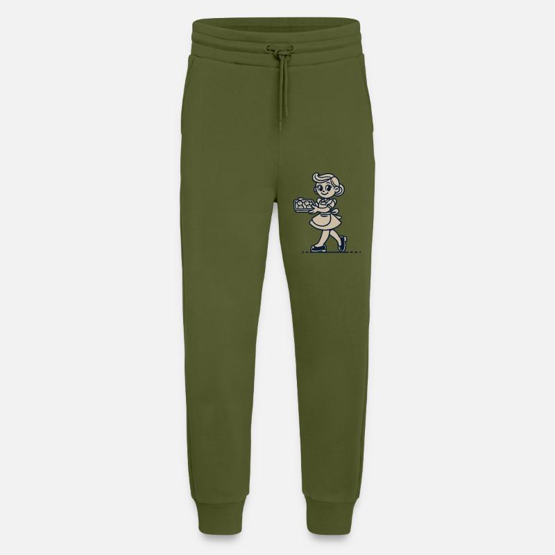 Cuisinier joyeux avec des biscuits - Pantalon de jogging bio décontracté fabriqué en UE - MOSS GREEN