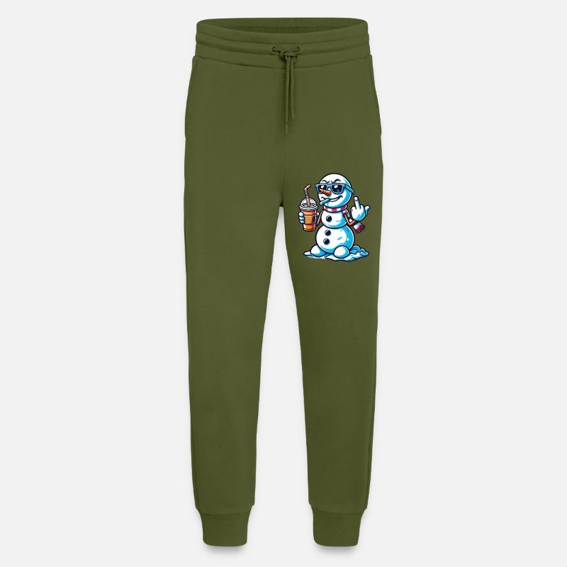 Cooler Schneemann Mit Mittelfinger Statement - Jogginghose - made by SPREAD - MOSS GREEN