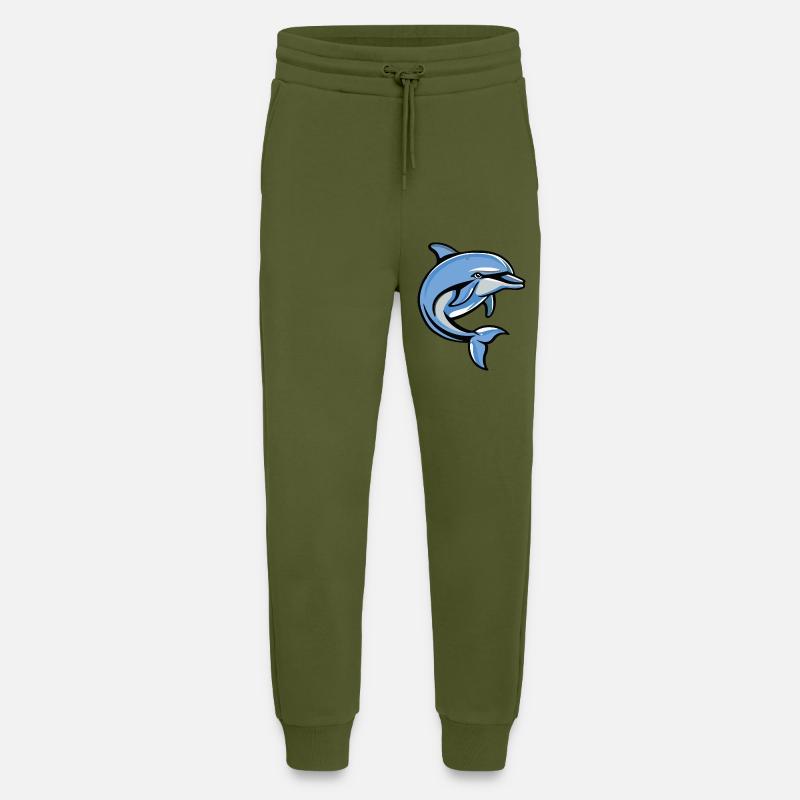 delfin comic - Jogginghose - made by SPREAD - MOSS GREEN