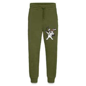 Lapin Archer Médiéval Flèche Tir à l’arc - Pantalon de jogging bio décontracté fabriqué en UE - MOSS GREEN - Devant