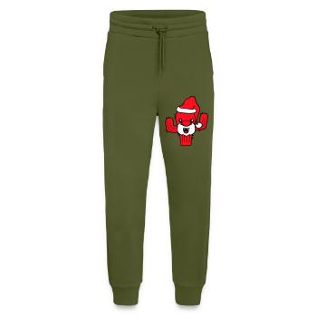 Cactus Santa Claus Face Christmas Cacti - Jogging Pants - made by SPREAD  - MOSS GREEN - Front