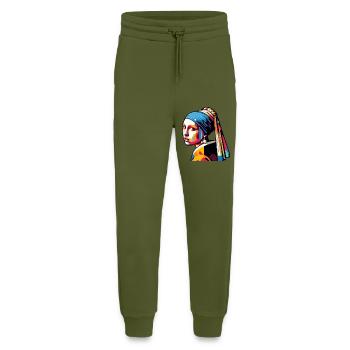 Girl with a Pearl Earring modern - Jogging Pants - made by SPREAD  - MOSS GREEN - Front