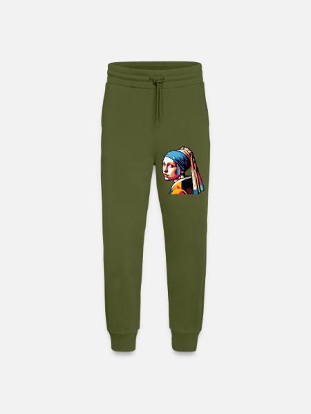 Mädchen mit Perlenohrring modern - Jogginghose - made by SPREAD - MOSS GREEN