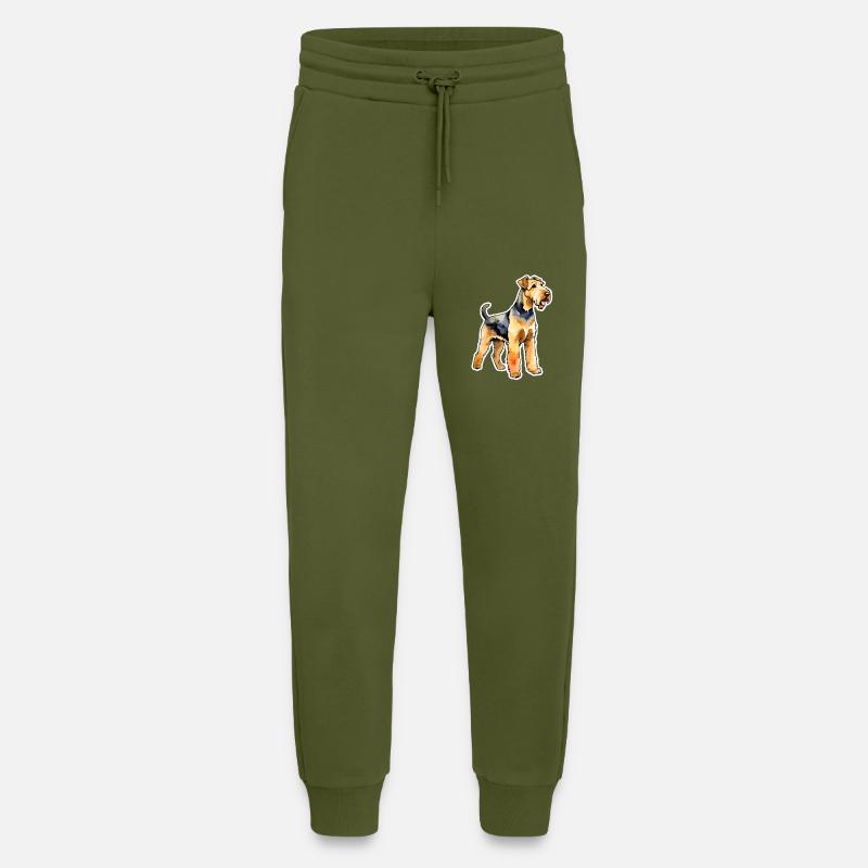 Airedale Terrier Wasserfarben - Jogginghose - made by SPREAD - MOSS GREEN