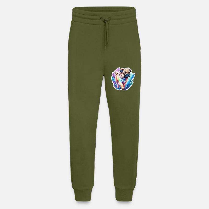 Mops Wasserfarben - Jogginghose - made by SPREAD - MOSS GREEN