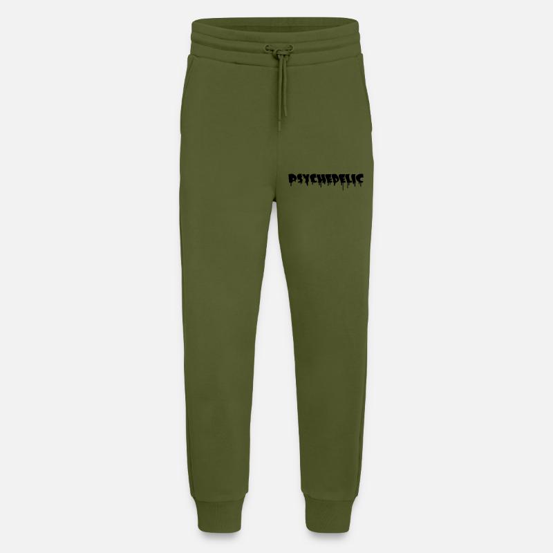 Psychedelic Graffiti - Pantalon de jogging bio décontracté fabriqué en UE - MOSS GREEN