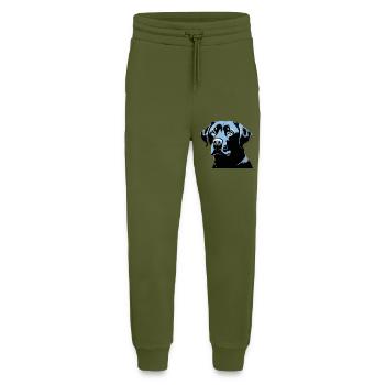 Tête de Labrador Retriever - Chien de compagnie Autocollant - Pantalon de jogging bio décontracté fabriqué en UE - MOSS GREEN - Devant
