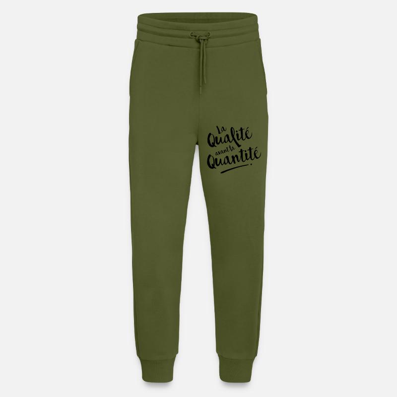 QUALITY OVER QUANTITY - Jogging Pants - made by SPREAD  - MOSS GREEN