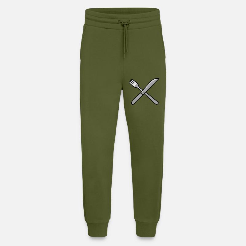 Besteck Messer Gabel Küche - Jogginghose - made by SPREAD - MOSS GREEN