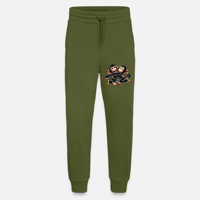 Schimpansen-Pärchen - Jogginghose - made by SPREAD - MOSS GREEN